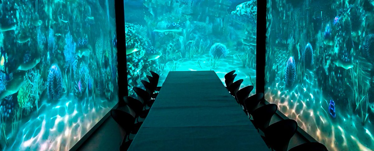 lumo_space's tweet photo. Get ready to embark on a journey like no other under the sea! #storylab #project #animation #projection #projectionmapping #art #underthesea #ocean #theme #interactive #dining #albuquerque #local #technology #business #dinedifferently https://t.co/Gsti8gOX5m