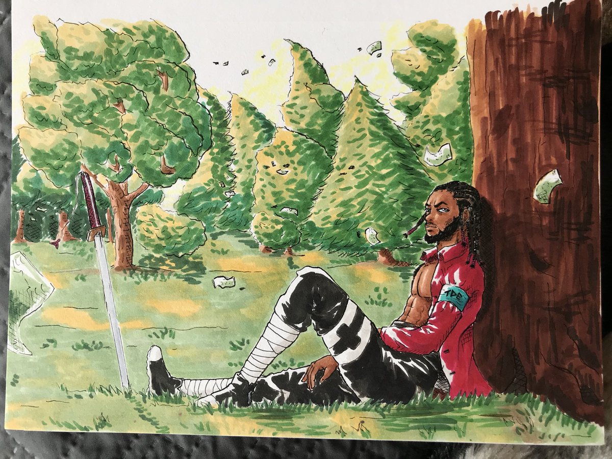 Money trees is the perfect place for shade and that's jus how I feel   I posted the drawing on my art insta too (@samakoart) @TopDawgEnt  @dangerookipawaa @kendricklamar