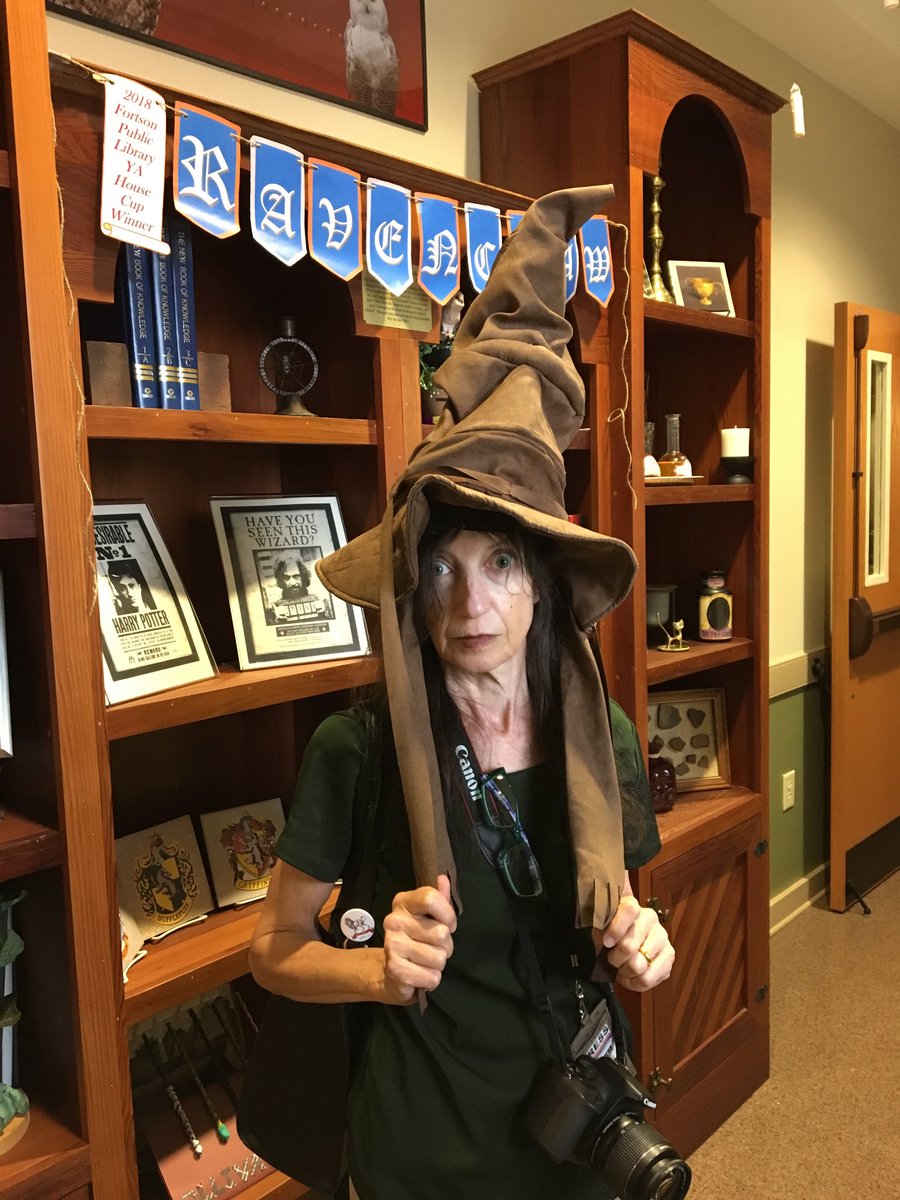 NeighborNoreen's tweet photo. Shocked at @jk_rowling #HarryPotter sorting hat decision at #FortsonLibrary in Hampton. Join the fun with @HenryCountyLib #HPinHenry https://t.co/XRIrlegCec