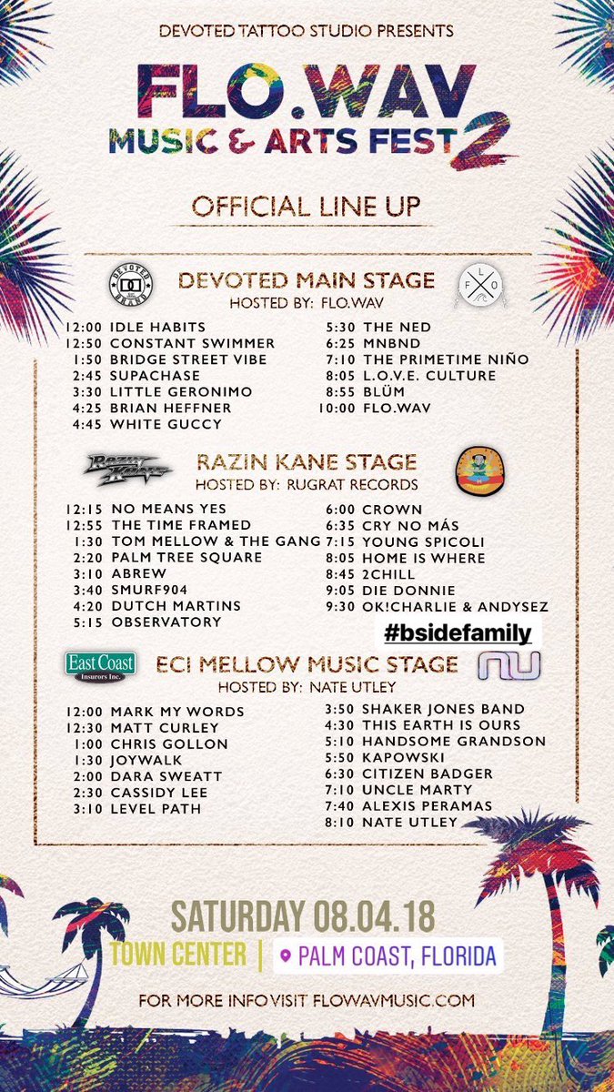 ih8andy's tweet photo. SATURDAY WE ARE HEADLINING ON THE RAZIN KANE STAGE IN PALM COAST
9PM
WE BRINGING SOME FRIENDS TOO
@JeeShyt & @OAKFLA will be rocking with myself @okCharlie904 @diedonnie
FLO.WAV FEST
#bsidefamily https://t.co/evrzaVOPI9