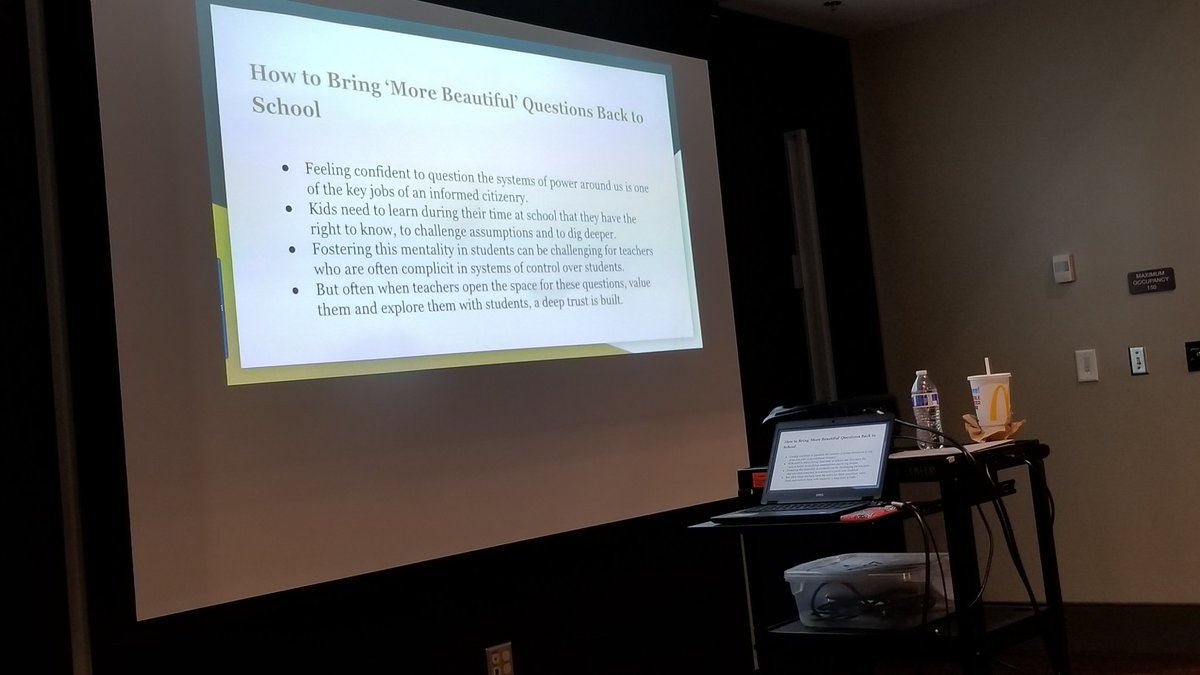 RothsteinDan's tweet photo. Great to hear @LoriDonovan14 reference @GlimmerGuy about beautiful questions at #QFTCon @RightQuestion https://t.co/zGQfQDBJge