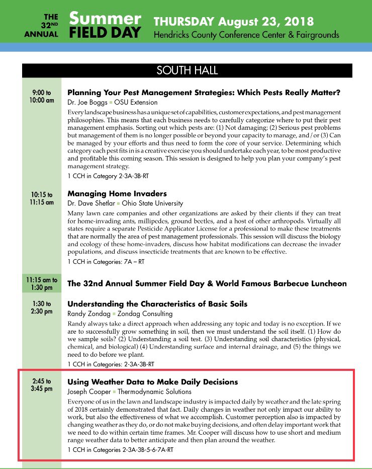 TDSwx's tweet photo. We’re excited to speak to the Indiana Professional Lawn and Landscape Association in a few weeks about weather prediction and decision making! If you’re in attendance, don’t be shy! #INwx #Indy #IPLLA https://t.co/ANKp2q8aor