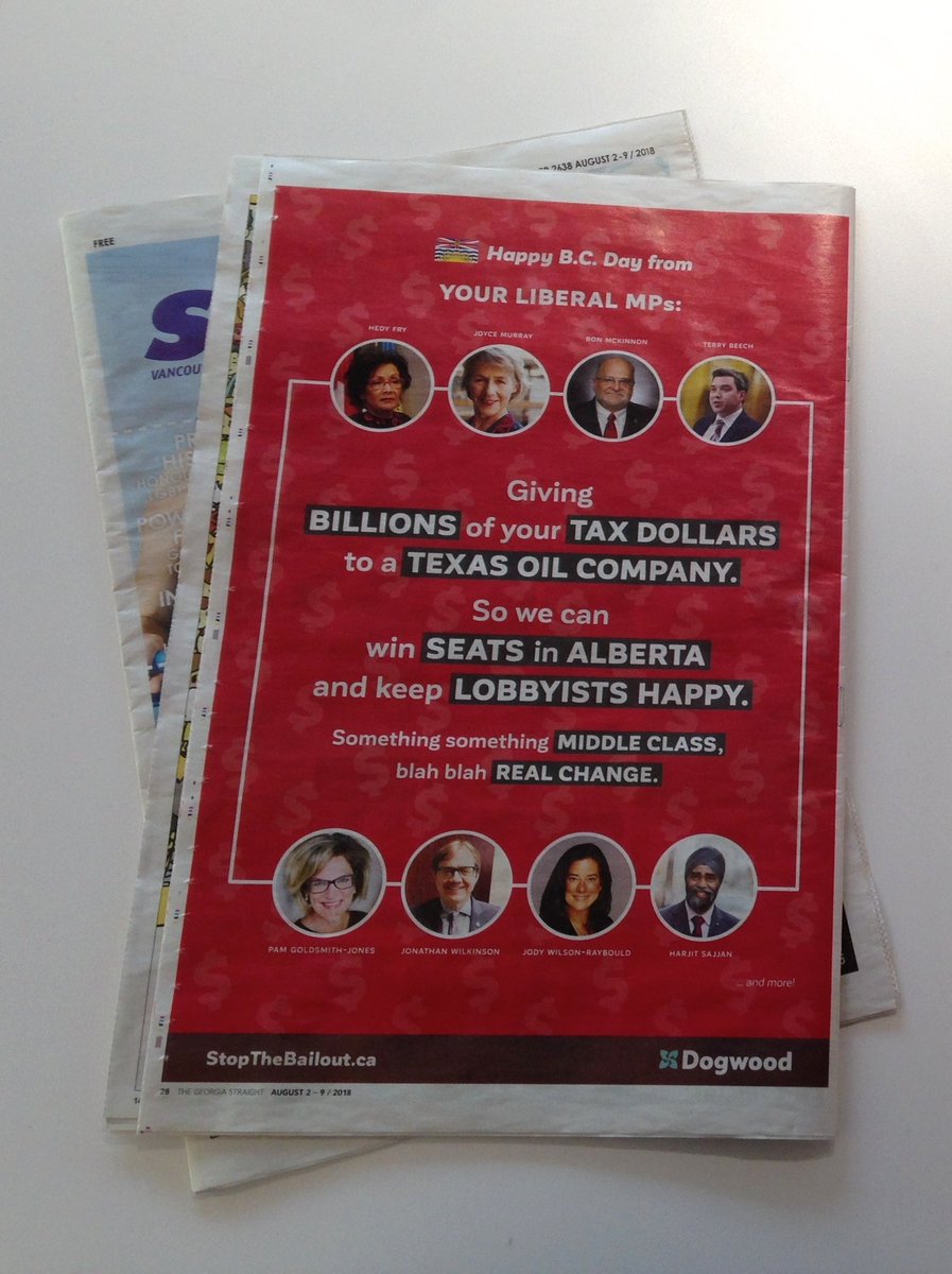 Hot off the press! Check out our ad in the Georgia Straight -- paid for by donations from hundreds of concerned British Columbians. #StandUpForBC #stopthekmbuyout #cdnpoli