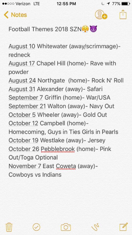 LoganHudson100's tweet photo. Here are the themes for the 2018 🏈season!! https://t.co/GREugcKUGZ