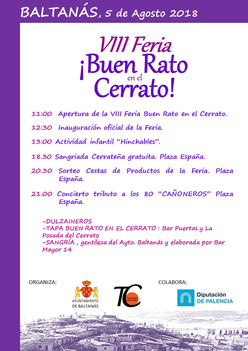 Este domingo día 5 en Baltanás (Palencia) Feria Buen Rato en el Cerrato!!