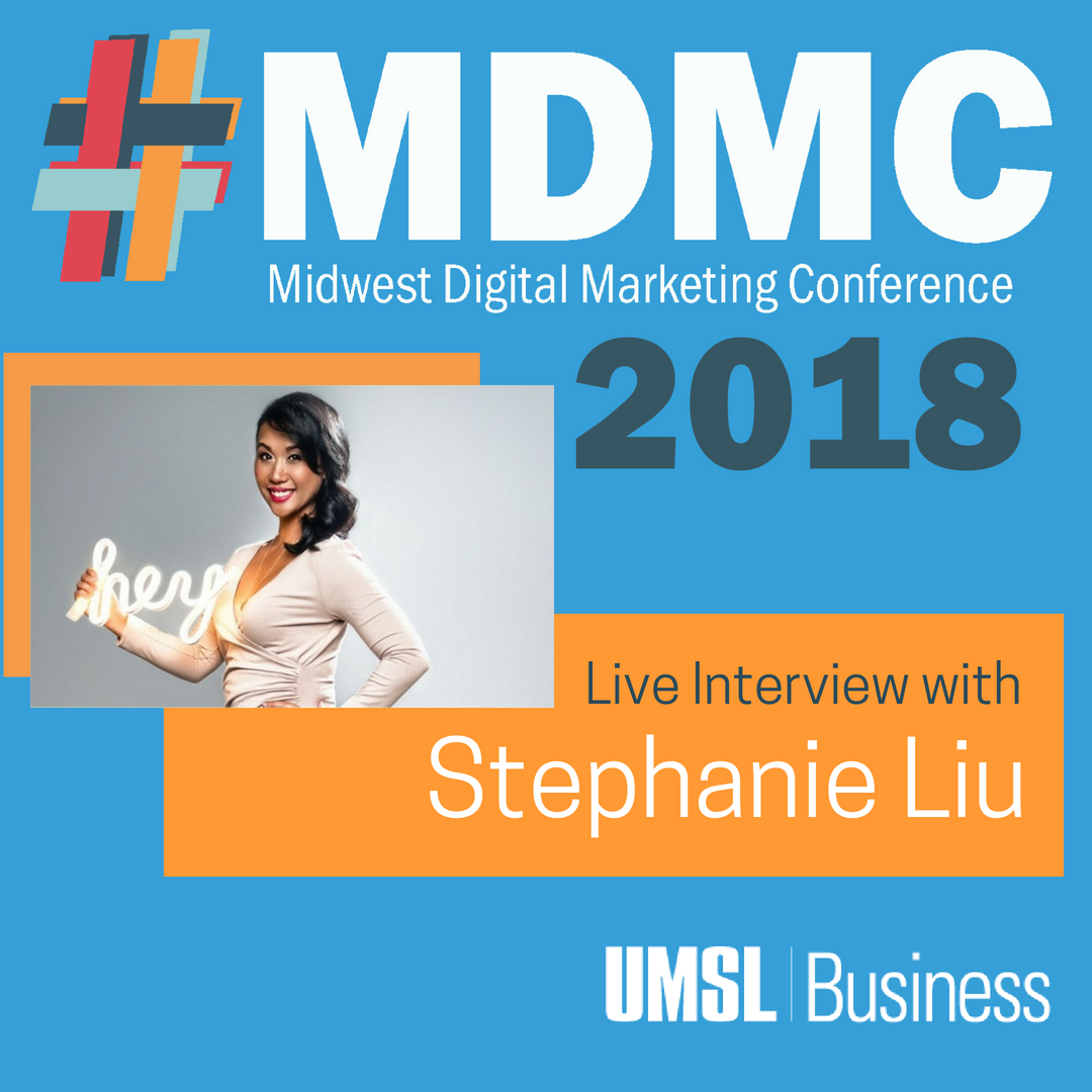UMSLBUSINESS's tweet photo. In the new #UMSLBusiness podcast, we speak with Stephanie Liu live from #MDMC18. Stephanie explains the importance of #livestreaming for any business that uses #socialmedia & shares her cutting-edge tactics to engage with audiences & achieve objectives https://t.co/EwhaNpNULR https://t.co/tCnwDlXrvh