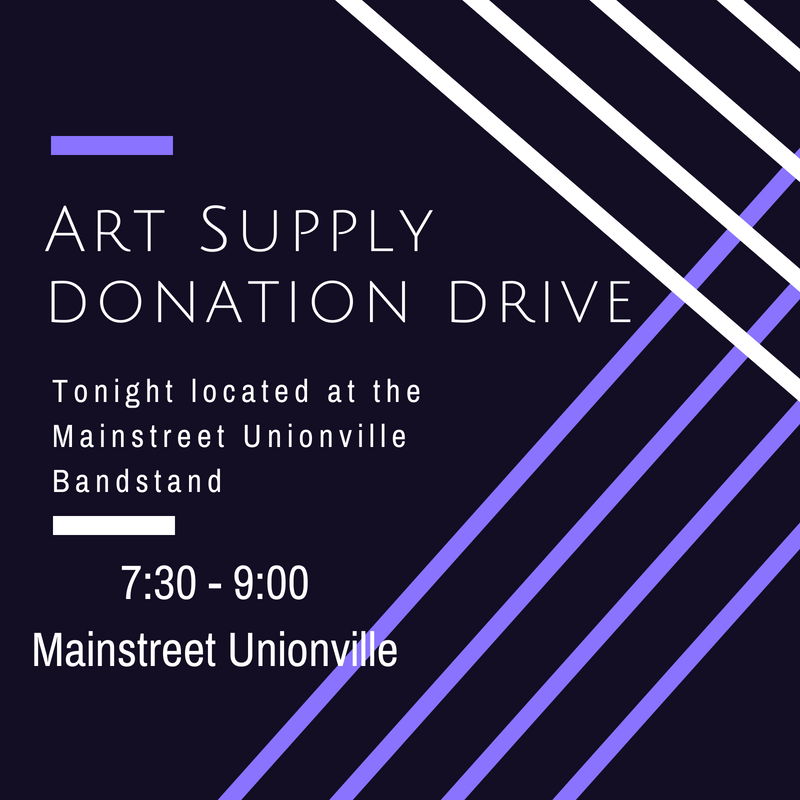 PaintASmileInfo's tweet photo. @PaintASmileInfo is having an Art Supply Drive Box at the @UnionvilleInfo Band Stand! Come out TONIGHT 7:30 - 9:00 and help support our art programs by donating your gently used/ new supplies! Donate: paints, paper, paint brushes, crayons, color pencils, pencils, markers, etc🎨 https://t.co/mtjQAYCzuF