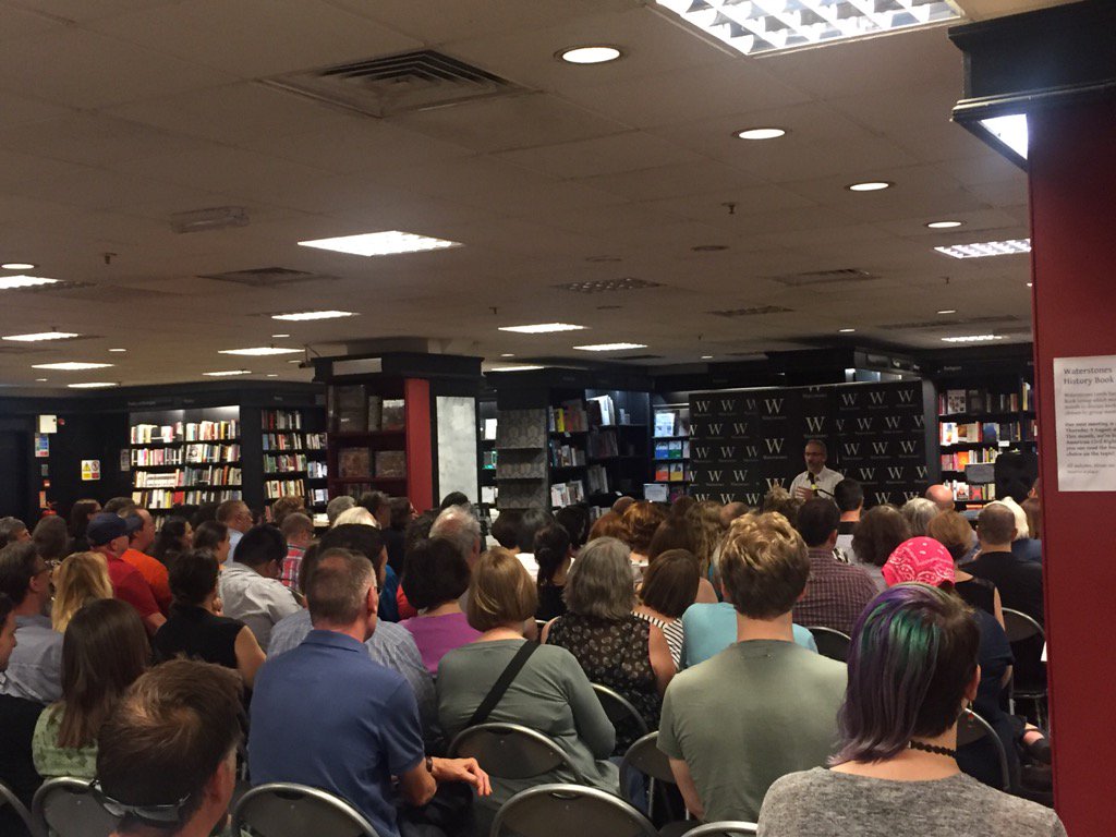 EmmaPublicity's tweet photo. The @jasperfforde tour continues! Tonight we have a packed shop @WstonesLeeds #EarlyRiser #JaspersBack https://t.co/do9jTcFXGO
