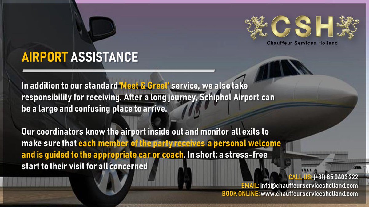 hollandluxtaxis's tweet photo. Schiphol Airport could be confusing place to arrive. In addition out 'Meet &amp; Greet' service, CSH also takes responsibility for receiving large groups.

Contact to know more: https://t.co/2xSVZMDid5

#chauffeurservice #taxiservice #netherlands #netherlandstourism #airportpickup https://t.co/8rl2uxLiOR