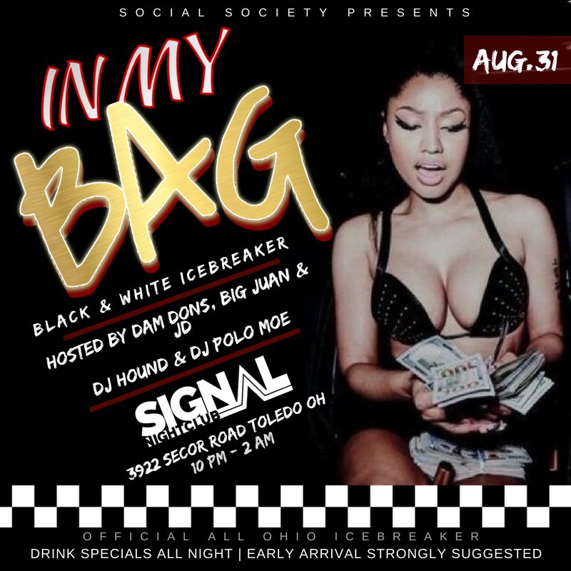 UTSocialSociety's tweet photo. SOSO presents: IN MY BAG BLACK &amp; WHITE ICEBREAKER! August 31st. CALLING OUT ALL OF OHIO AND MICHIGAN! BE HERE! IT WILL BE A CLASSIC!!! https://t.co/caK0diyhho