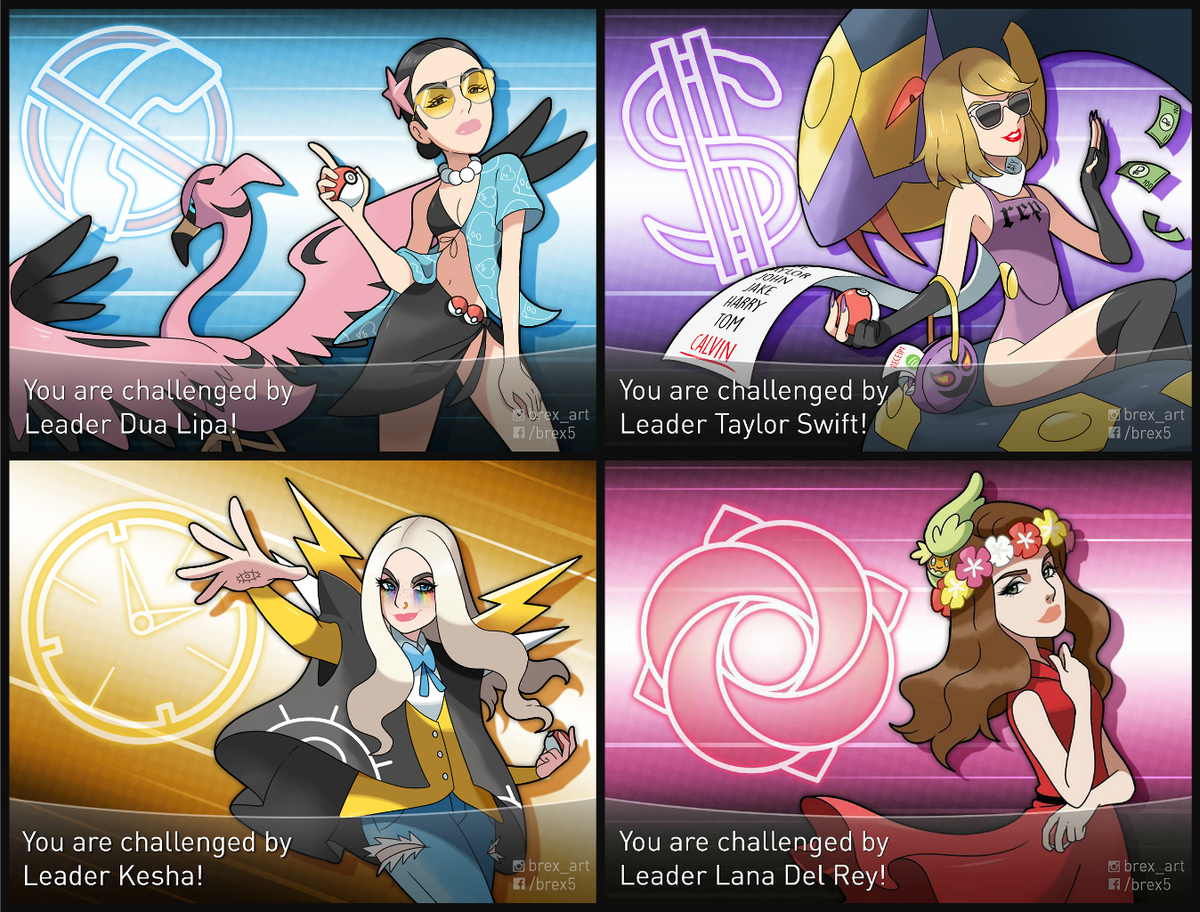 Spilling_The_T's tweet photo. Female singers as Pokemon Gym Leaders is everything!! https://t.co/q5aWT1ypbU