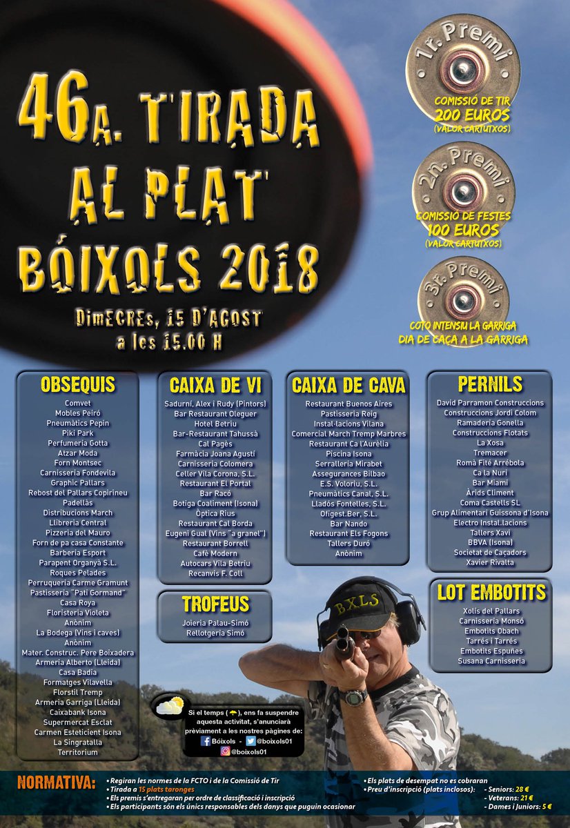 Boixols01's tweet photo. A punt per la 46a Tirada al Plat. Us esperem!!! https://t.co/8bokH13CVV