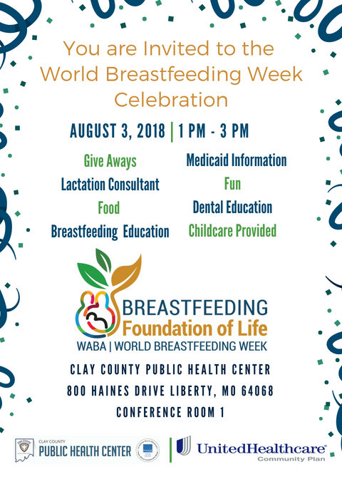 claymohealth's tweet photo. Don't forget about our World Breastfeeding Week Celebration tomorrow. Everyone is welcome, and we can't wait to celebrate! #CCPHC https://t.co/yO7EVS5ZQP https://t.co/OfBUpRVw8d