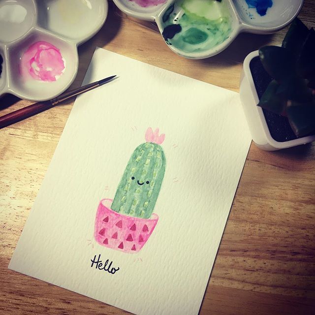 Just something cute 🌵💕 #cactus #cutecactus #illustration #succulents #watercolor #watercoloring #watercolorpalette #princetonneptune #princetonbrushes #windsornewton #windsorandnewton #windsorandnewton #emeraldqueentv #sketchingsucculents #art #fun ift.tt/2OE2P8v