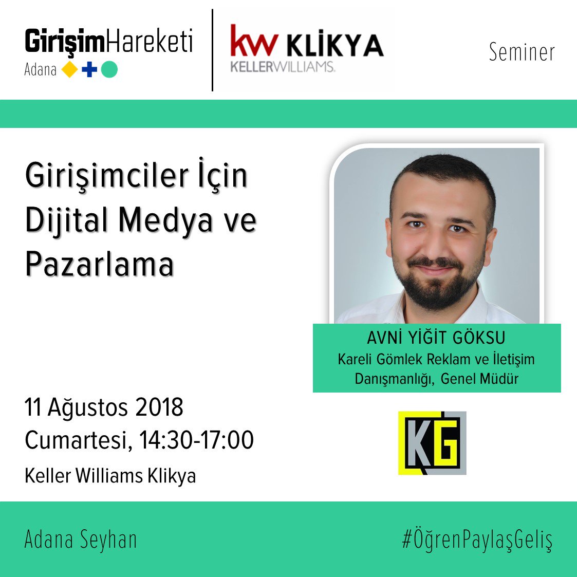 Yoğun ilginiz için teşekkürler #adana 
Kontenjani doldurduk. Yeni seminerde görüşmek üzere 👋 
<a href="/GH_Adana/">Girişim Hareketi Adana</a> @GirisimHareketi 
#girisimhareketi #adana #seminer #egitim