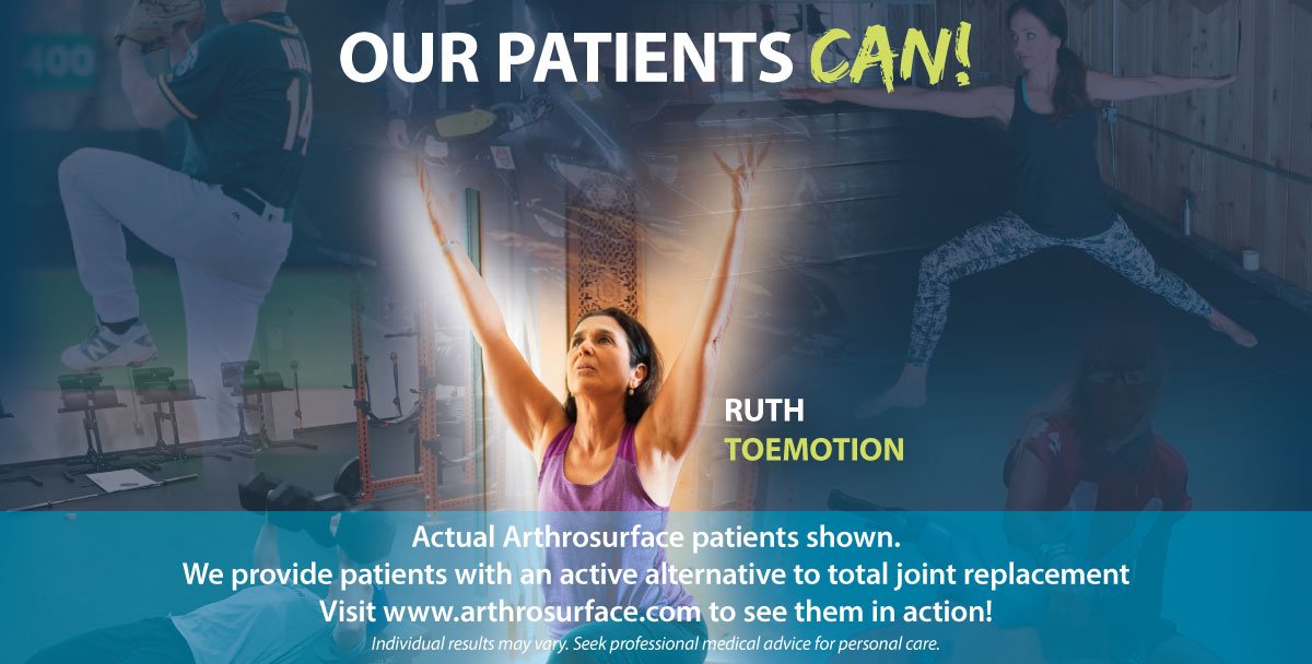 AnikaThera's tweet photo. Arthrosurface Toe Implants have no activity restrictions unlike fusion and synthetic implants. We are so happy that our patients are able to return to an active, healthy quality of life! #OurPatientsCan #StayActive #ToeMotion #HemiCAPDF https://t.co/Xz1pmwSS2s