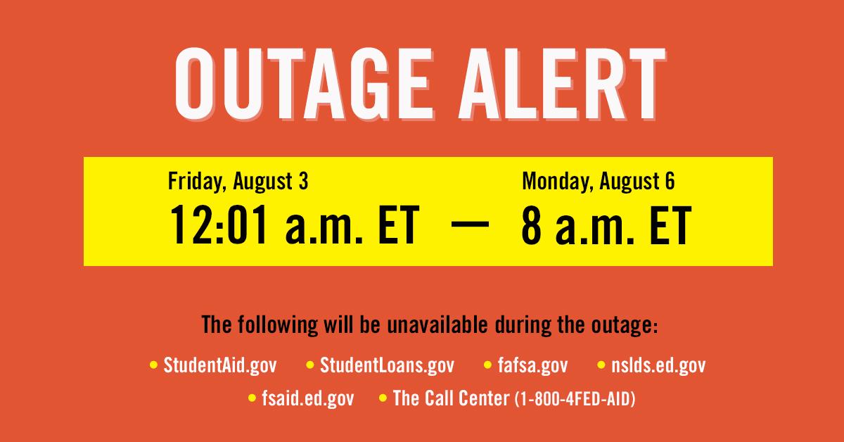 OUTAGE ALERT: Our websites, along with the call center, will be down for maintenance this weekend: Friday, August 3rd from 12:01 a.m. ET to Monday, August 6th at 8 a.m. ET.