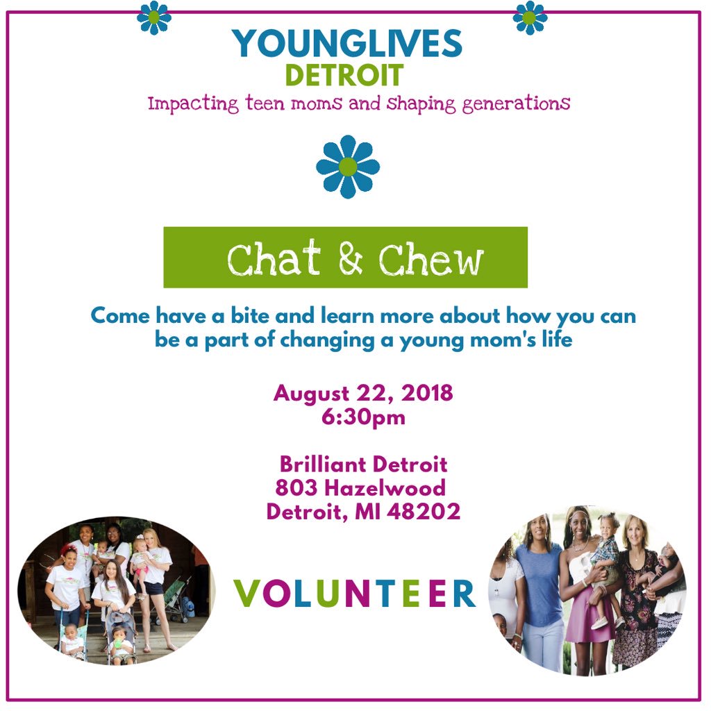 Let’s chat it up and enjoy a bite! 🌸
Join me as I discuss how you can be a part of changing the lives of teen moms in the city of Detroit!
•
Link to RSVP! bit.ly/2ACERrm 
•
#detroitmom #teenmom #singlemom #volunteer #mentor #younglivesdetroit