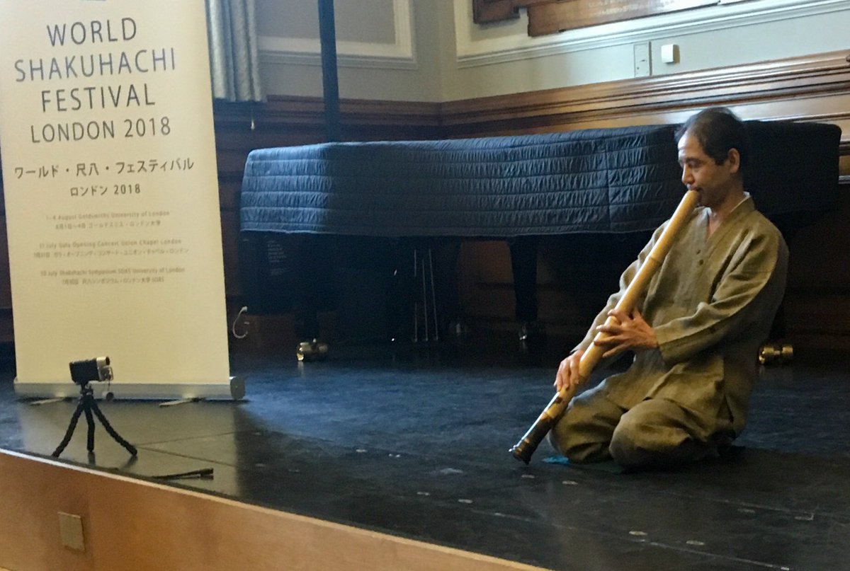 Fascinating afternoon at the Shakuhachi (Japanese) Flute Festival <a href="/WSF2018London/">World Shakuhachi Festival 2018</a> with Shakuhachi virtuoso @KikuDay1. A deeply spiritual musical expression. Totally different, yet fundamentally connected, to the music we sing in the Sistina.