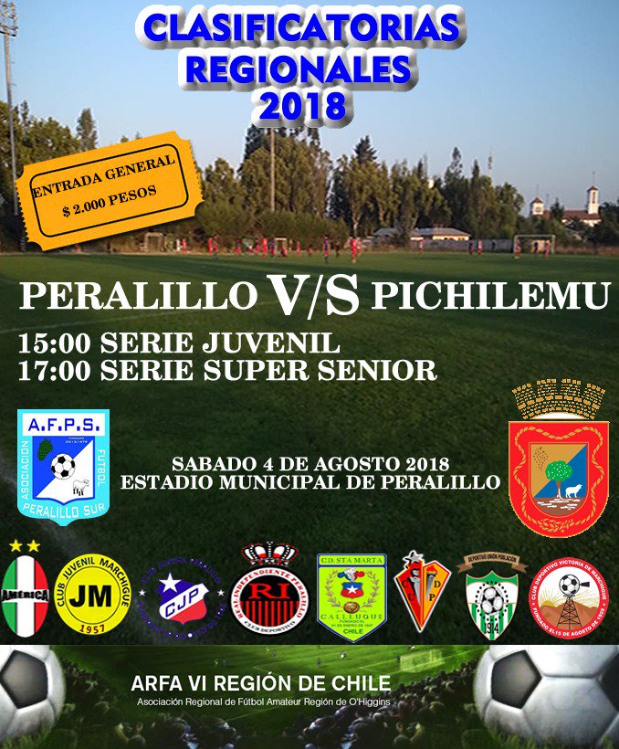 pabloroacastro's tweet photo. Todos a llenar el municipal de Peralillo #Peralillosomostodos
Selección Juvenil 
Selección Super Senior 
Desde las 15:00 horas https://t.co/niWwsRlOcn