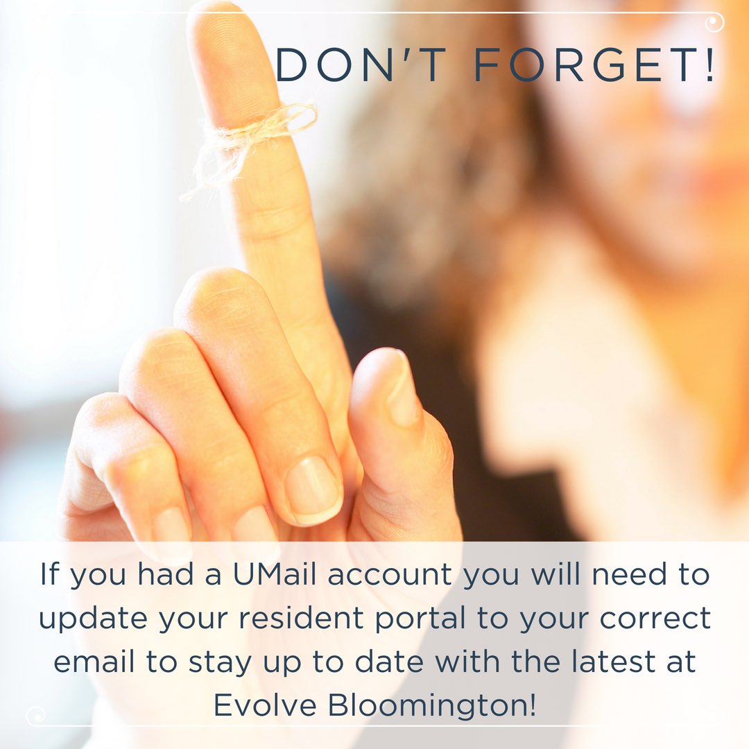 EvolveIU's tweet photo. Has your email changed? Don’t forget to update your resident portal with your new email address! #iu #hoosiers #iub #iubloomington #evolvewithus #moveindayiscoming https://t.co/QpRPHGSCq5