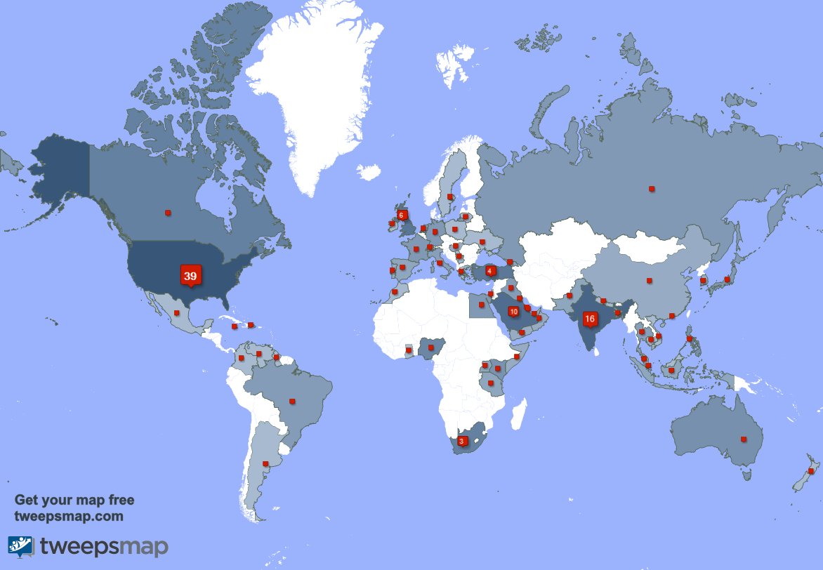 Special thank you to my 30 new followers from USA, UK., and more last week. tweepsmap.com/!iYourstarHeal… .