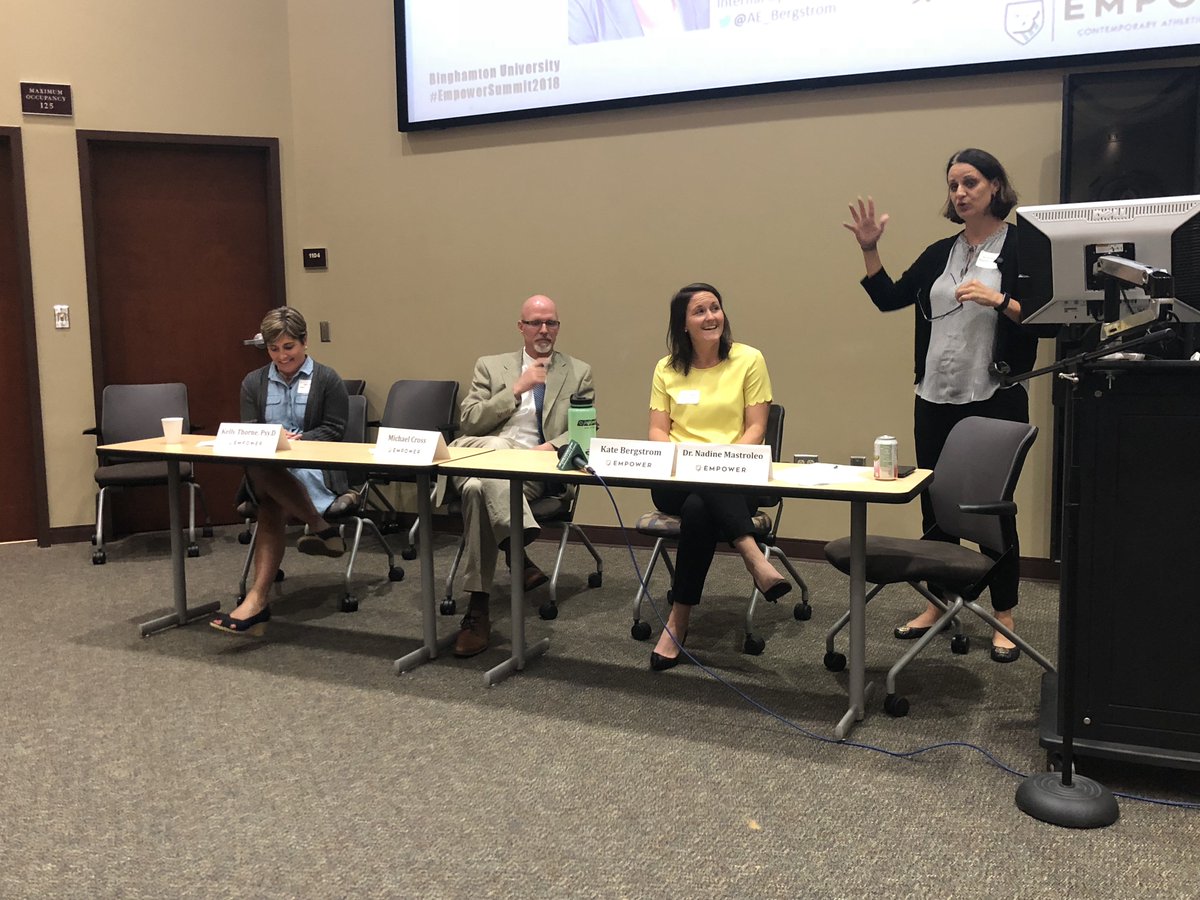EmpowerSummit's tweet photo. Saved the best for last - Nadine Mastroleo moderates our closing panel with Kelly Thorne, @USInsider &amp; @AE_Bergstrom! The panel discussed where the athlete's needs currently are and how we can facilitate a plan to help them.

#EmpowerSummit18 https://t.co/xPCV9nihDN
