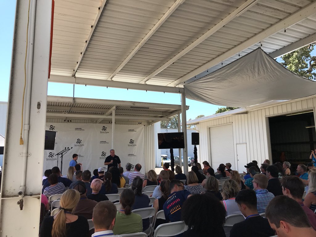 Battlebots founder Trey Roski speaking at #reMAKEedu