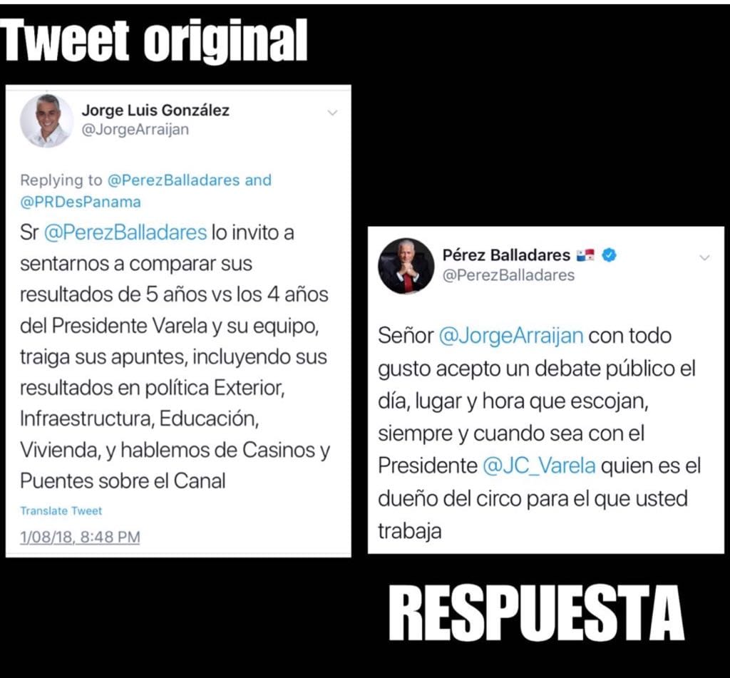 Yo creo que el Sr.Jorge Luis González, se equivocó de contenedor. Retar al expresidente Pérez Balladares, es estar desubicado. El ha debido retar al alcalde de Arraiján, ya que ese es el puesto que le ha reservado su partido para las próximas elecciones.