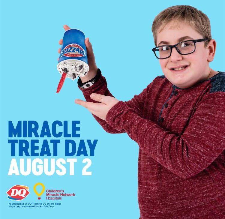 Guess what day it is?! #MiracleTreatDay ! Today is Miracle Treat Day at participating Dairy Queens where $1 or more from every Blizzard Treat sold will be donated to your local CMN Hospital! So go out and enjoy a blizzard with family and friends to support the kiddos!