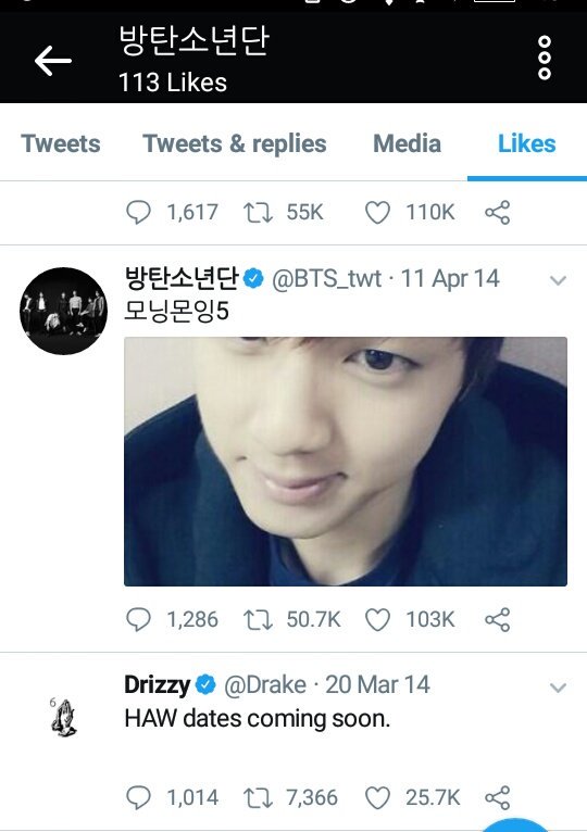 Tweet Drake di-like oleh BTS