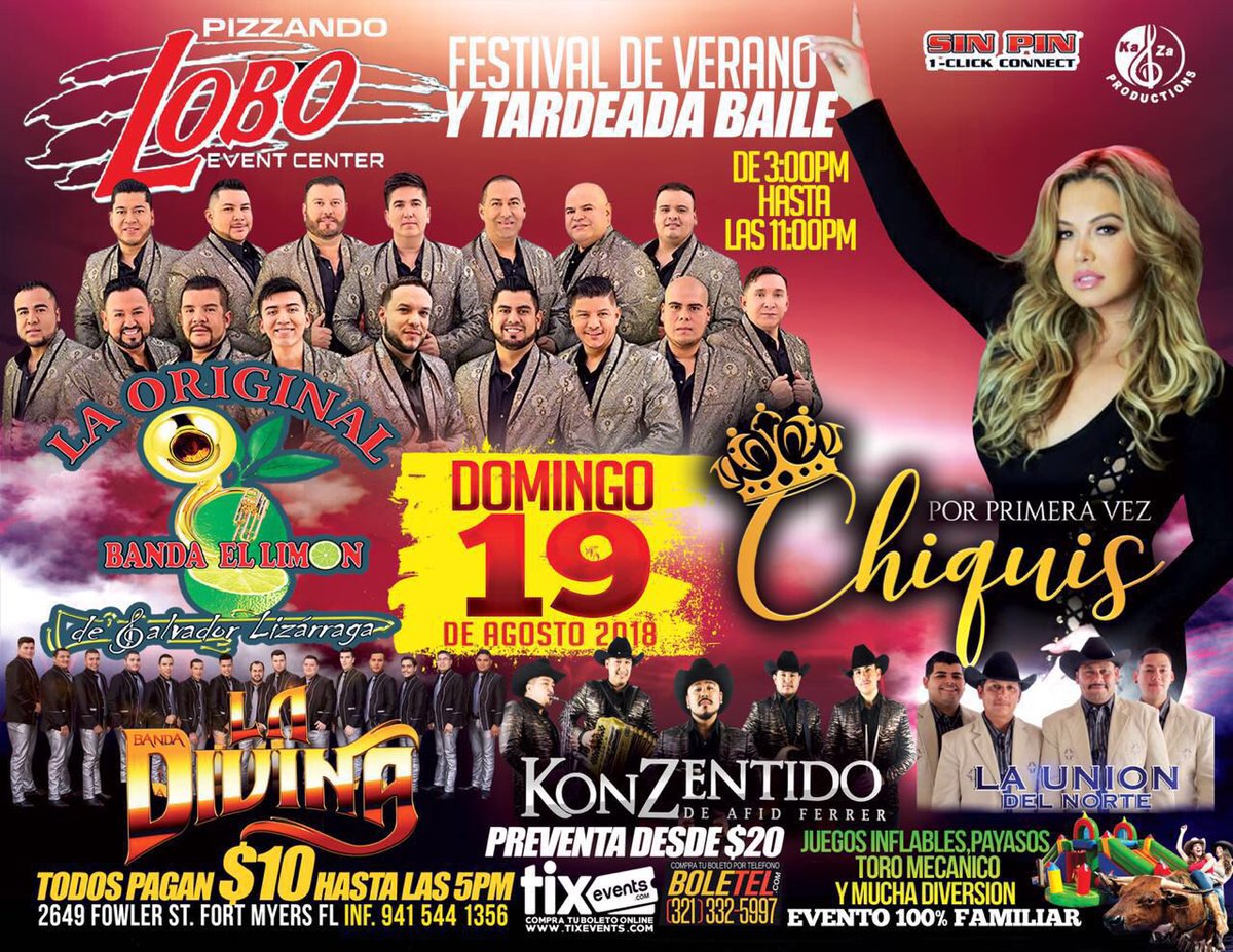 Chiquis626's tweet photo. Mi gente de Fort Myers, FL estaré por primera vez en Pizzando Lobo event center el Domingo, 19 de Agosto 💋 No se lo pierdan. Será una noche inolvidable, ahí nos vemos ! | #EntreBotellasTour #Chiquis https://t.co/JgK3CjjkHs