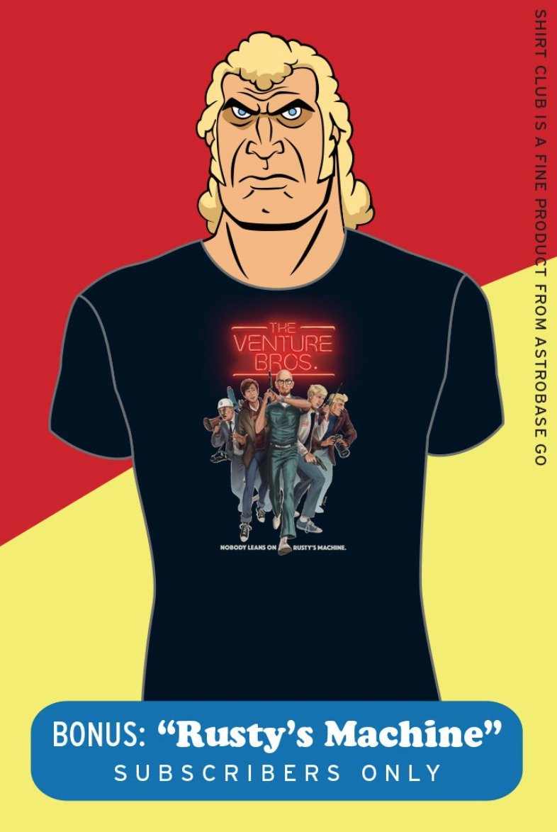 TitmouseInc's tweet photo. VENTURE BROS SHIRT CLUB HAS BEEN REVIVED. IT'S LIVE!!
#VentureBros #ShirtClub 
https://t.co/DgqLcr4CEo https://t.co/Xvxkg6ba49