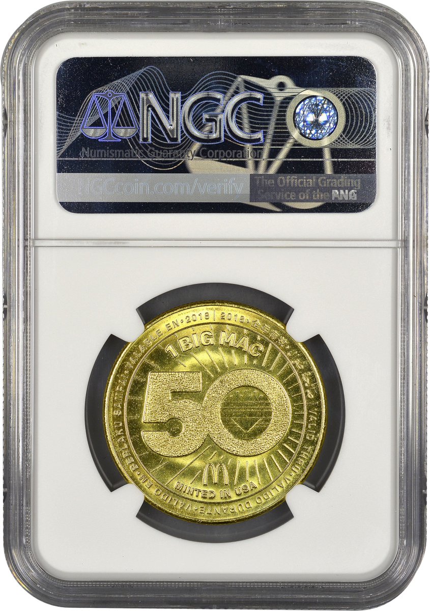 NGCcoin's tweet image. The "#MacCoin" (good for one #BigMac) was released by #McDonalds today. NGC has already received some for authentication and grading, and took the opportunity to examine one with its high-tech X-ray fluorescence spectrometer. Read more: NGCcoin.com/news/article/6… ... #numismatics