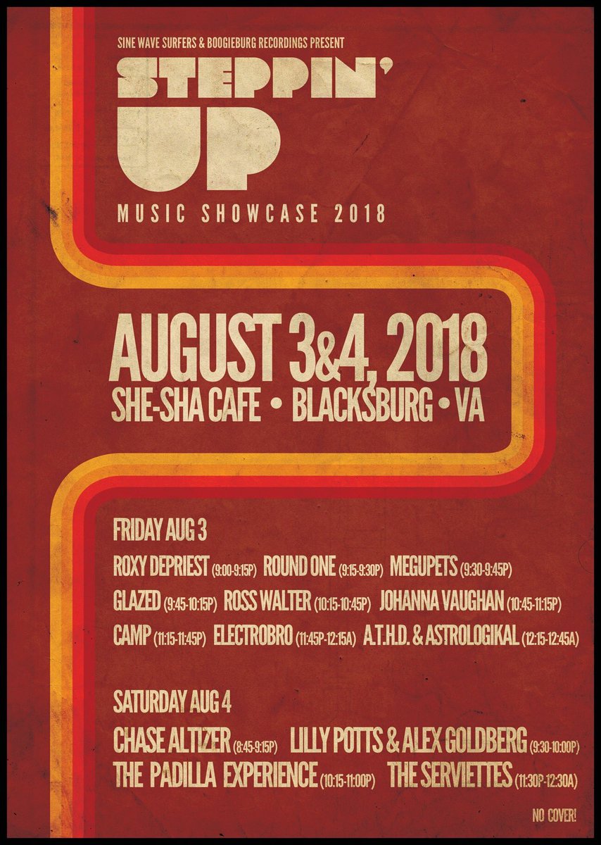 This weekend in celebration of Steppin' Out street festival in downtown #Blacksburg 
Two nights of great music &amp; no cover!