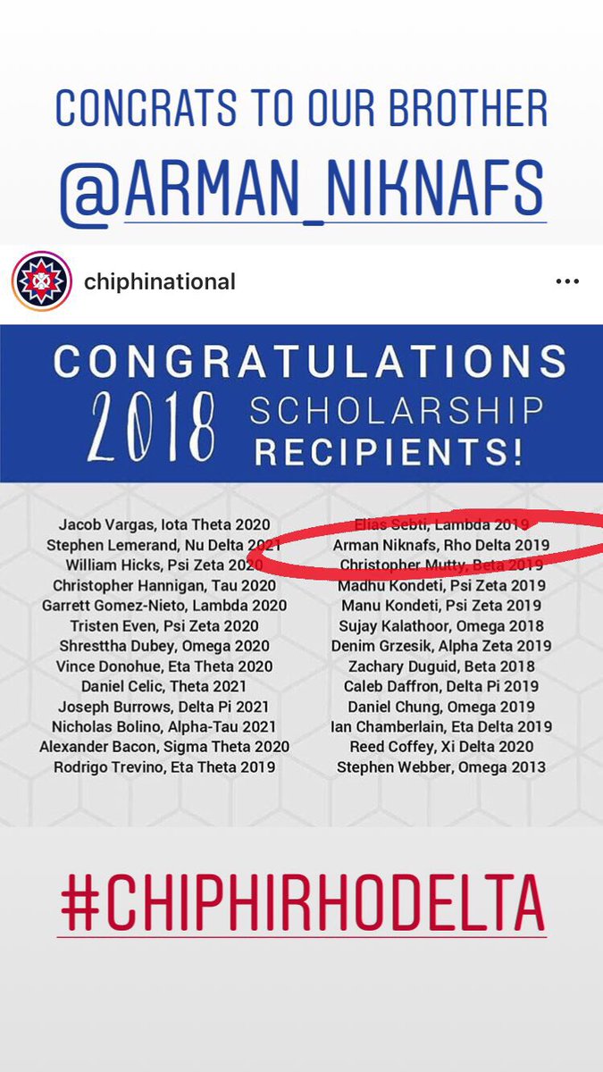 Congratulations Brother <a href="/ArmanNiknafs/">Arman Niknafs</a> 
💸💸💸

#ChiPhiRhoDelta