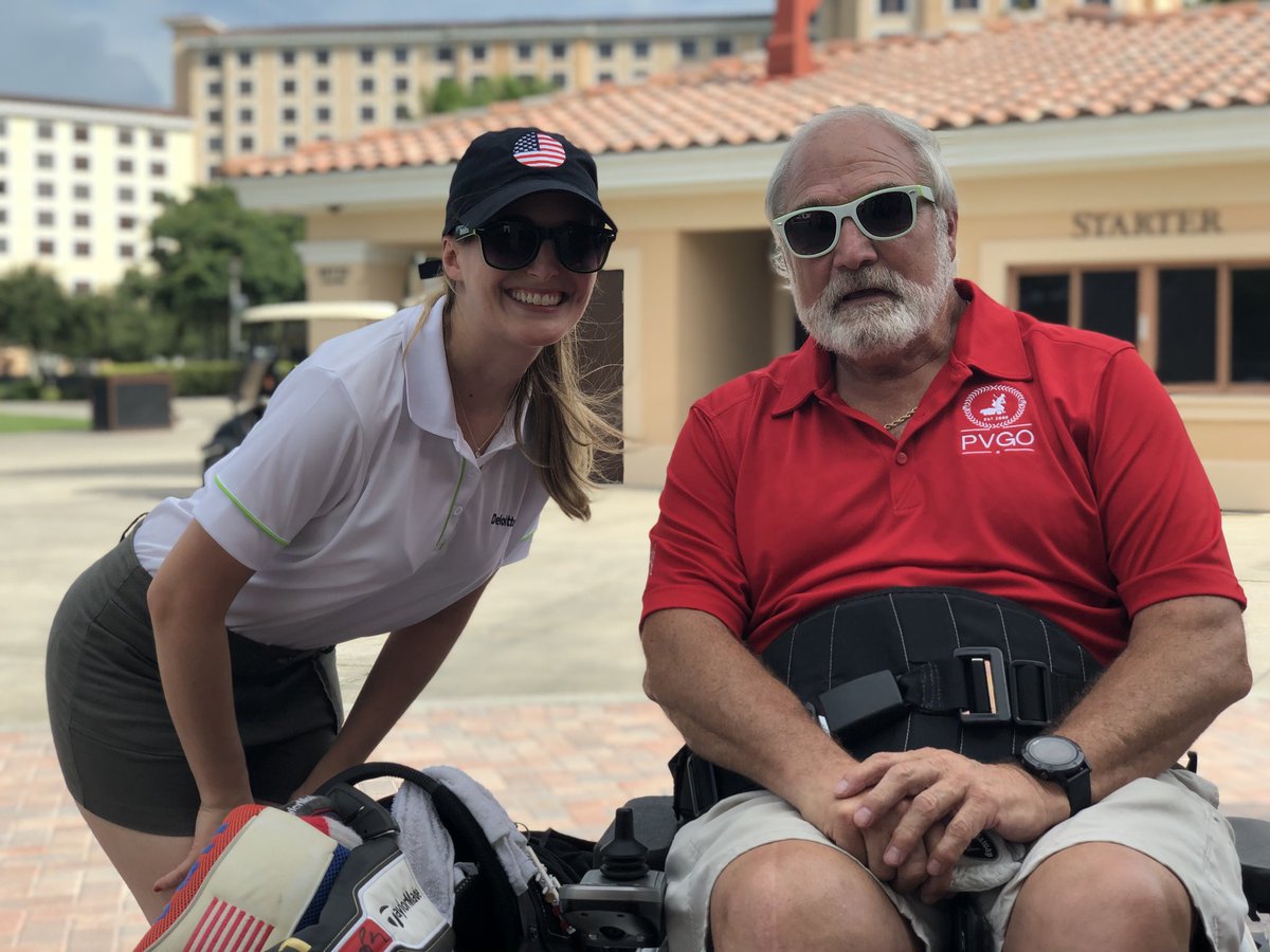 AshMcCabe's tweet photo. It is a beautiful afternoon for golf as #DeloitteSupports the 3-hole tournament at the #NVWG. Good luck to all participants and enjoy the #Deloitte shades 😎 @DeptVetAffairs @PVA1946 @Sports4Vets @DeloitteUS @lifeatdeloitte #PVAble https://t.co/VulFKIbvh5