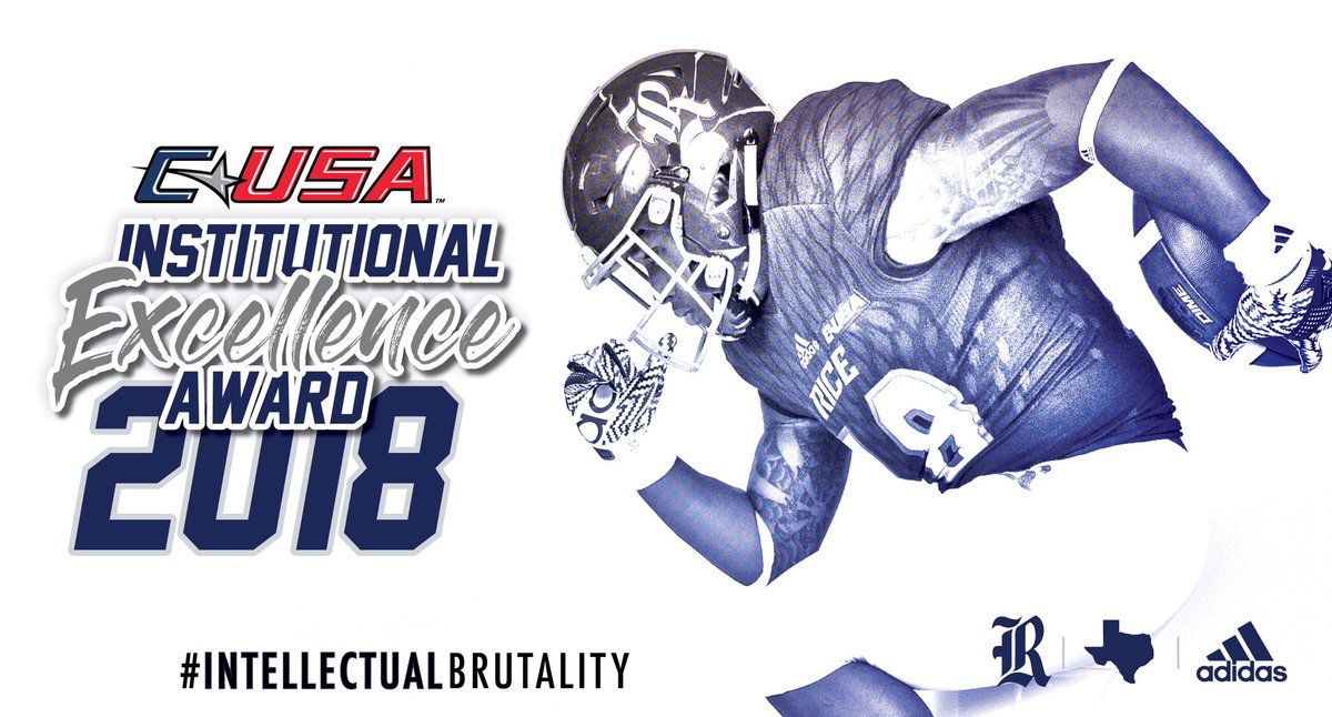 RiceOwlsFB's tweet image. Rice University again has been awarded the @ConferenceUSA Institutional Excellence Award for the highest GPA in the conference. #IntellectualBrutality #NFLcurriculum