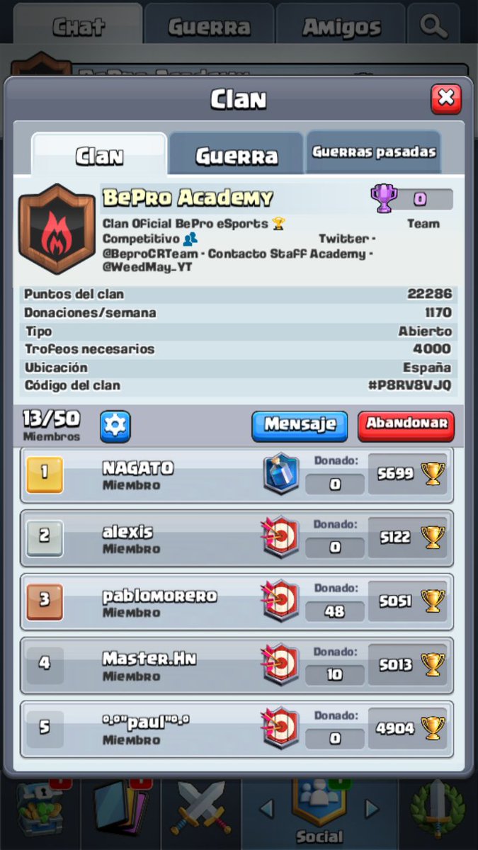 Seguimos en busca de Jugadores competitivos 👌

Si superas las 14 victorias en desafío y buscas equipo competitivo BePro Academy te brinda la oportunidad de probar suerte !!

<a href="/BeproEsports/">bePRO eSports</a> / <a href="/ClashRoyaleES/">Clash Royale ES</a>