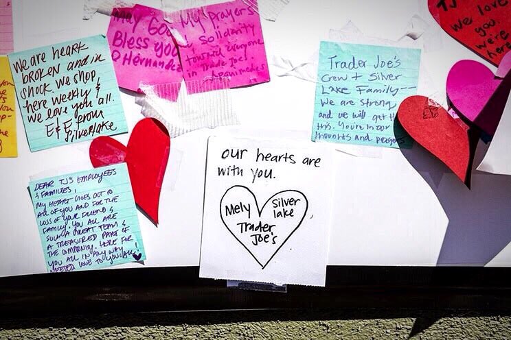 LosAngelesWITCH's tweet photo. Today the Silver Lake Trader Joe’s reopens after an LAPD officer murdered manager #MelydaCorado.
If you shop at the store, please do not ask the staff about the incident. Their grief is still fresh. Don’t demand details from the public. Demand accountability from the LAPD! https://t.co/P62oSOw3ei