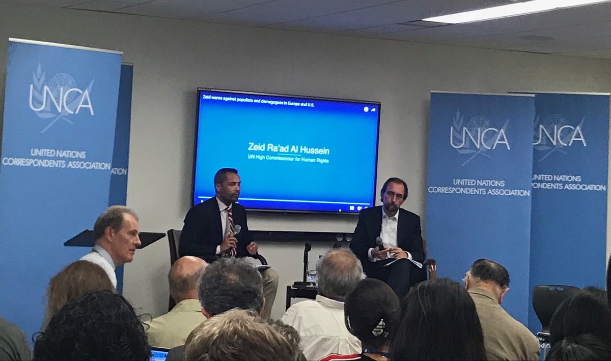 UN human rights chief #Zeid talks to journalists based at UN headquarters in New York on 2 August 2018