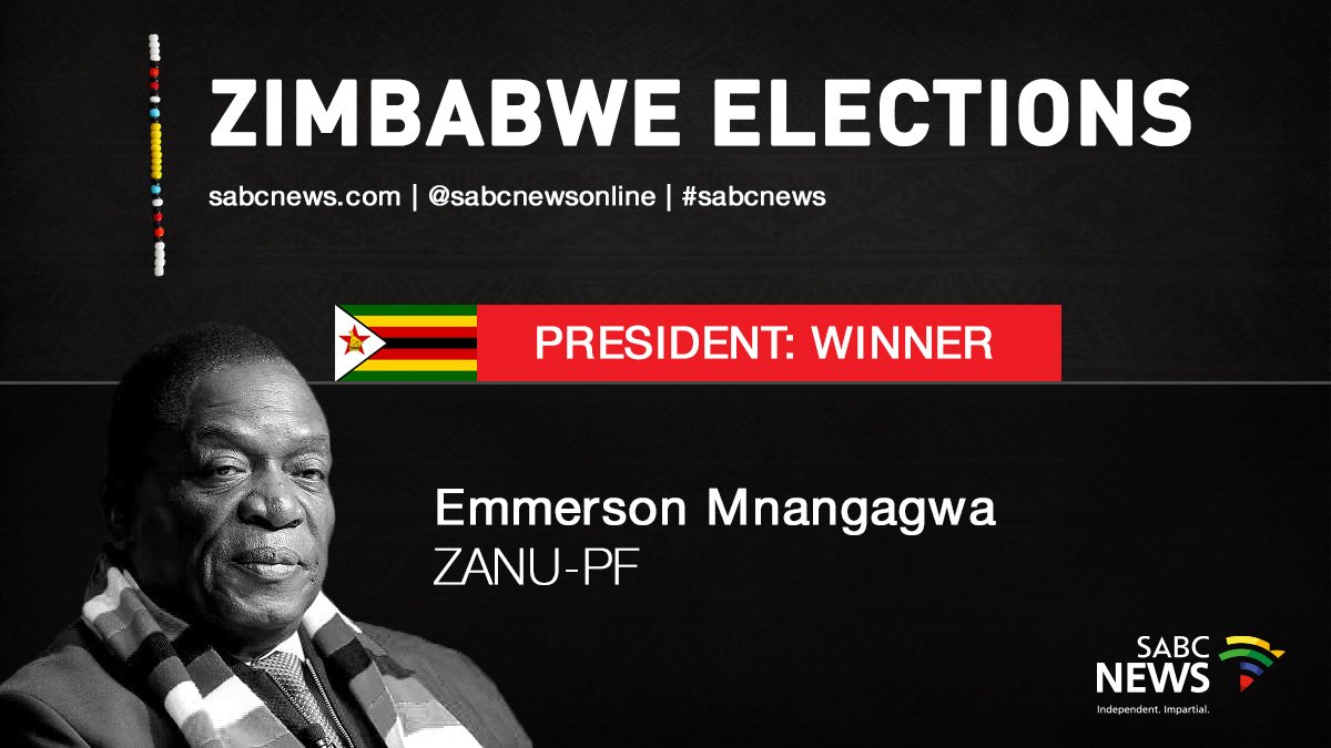 BREAKING NEWS: #EmmersonMnangagwa wins #Zimbabwe Presidential vote