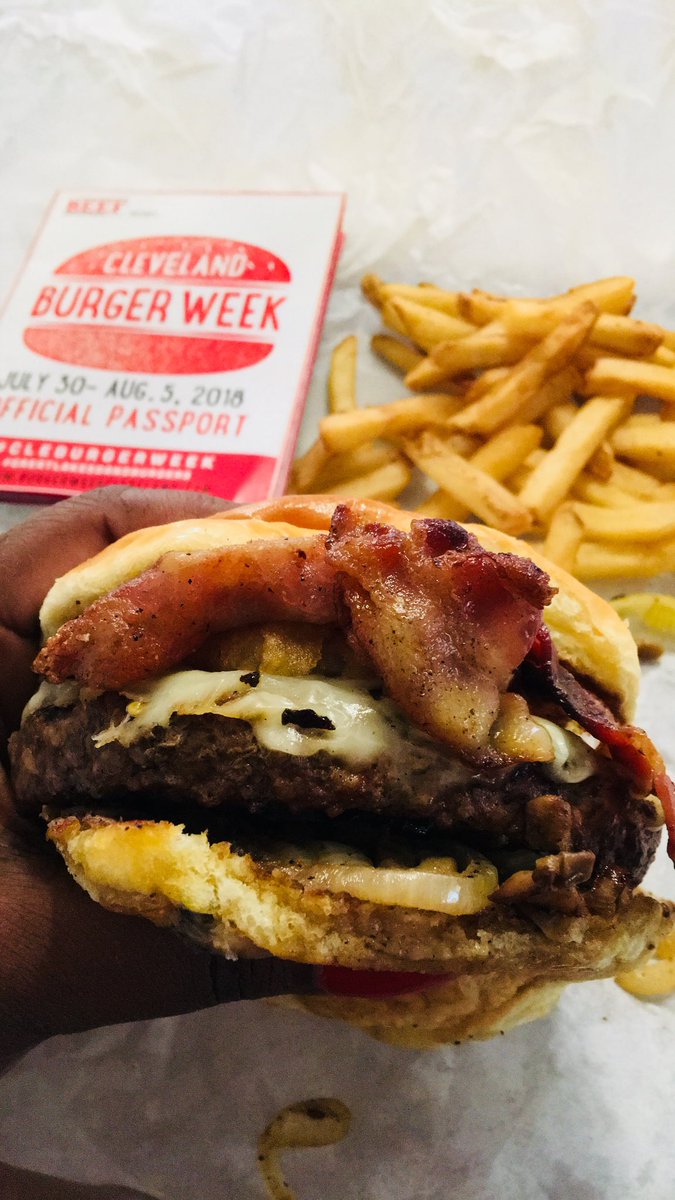 Tay_Brion's tweet photo. Day 4 of @CLEburgerweek picked up Take Out from Scalpers and had the #JUNEBURGER added fries for $1.50 as an extra touch!! #juicy and packed with flavor @ClevelandScene #CLEBurgerWeek https://t.co/9nxhhidoaF