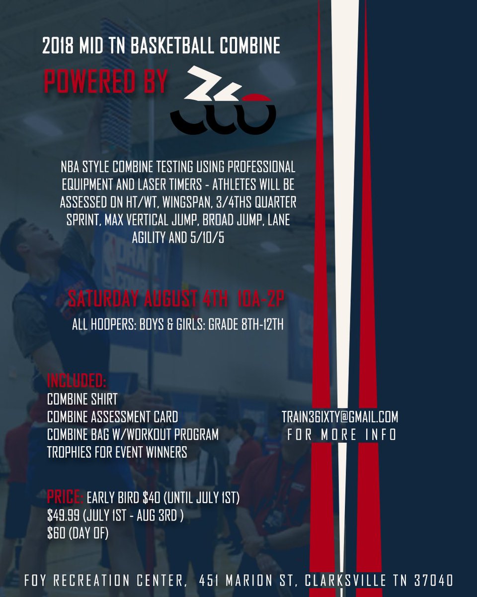 train36ixty's tweet photo. Official Middle Tennessee Basketball Combine brought to you by @train36ixty on Saturday Aug 4th. This event is for all hoopers 8-12th grade residing in Mid TN and surrounding cities. Participate and NBA Style Combine drills and be assessed by certified coaches! @ESPNClarksville https://t.co/a0gcwycjYJ