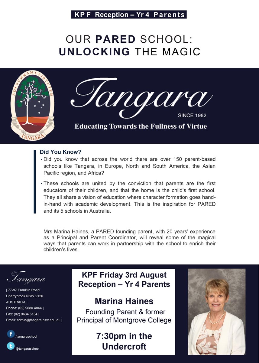 TangaraSchool's tweet photo. We look forward to seeing our parents at 7.30pm this evening for the final KPF of the year. We have two excellent speakers lined up, it is not to be missed! https://t.co/BuPmhdCVlY