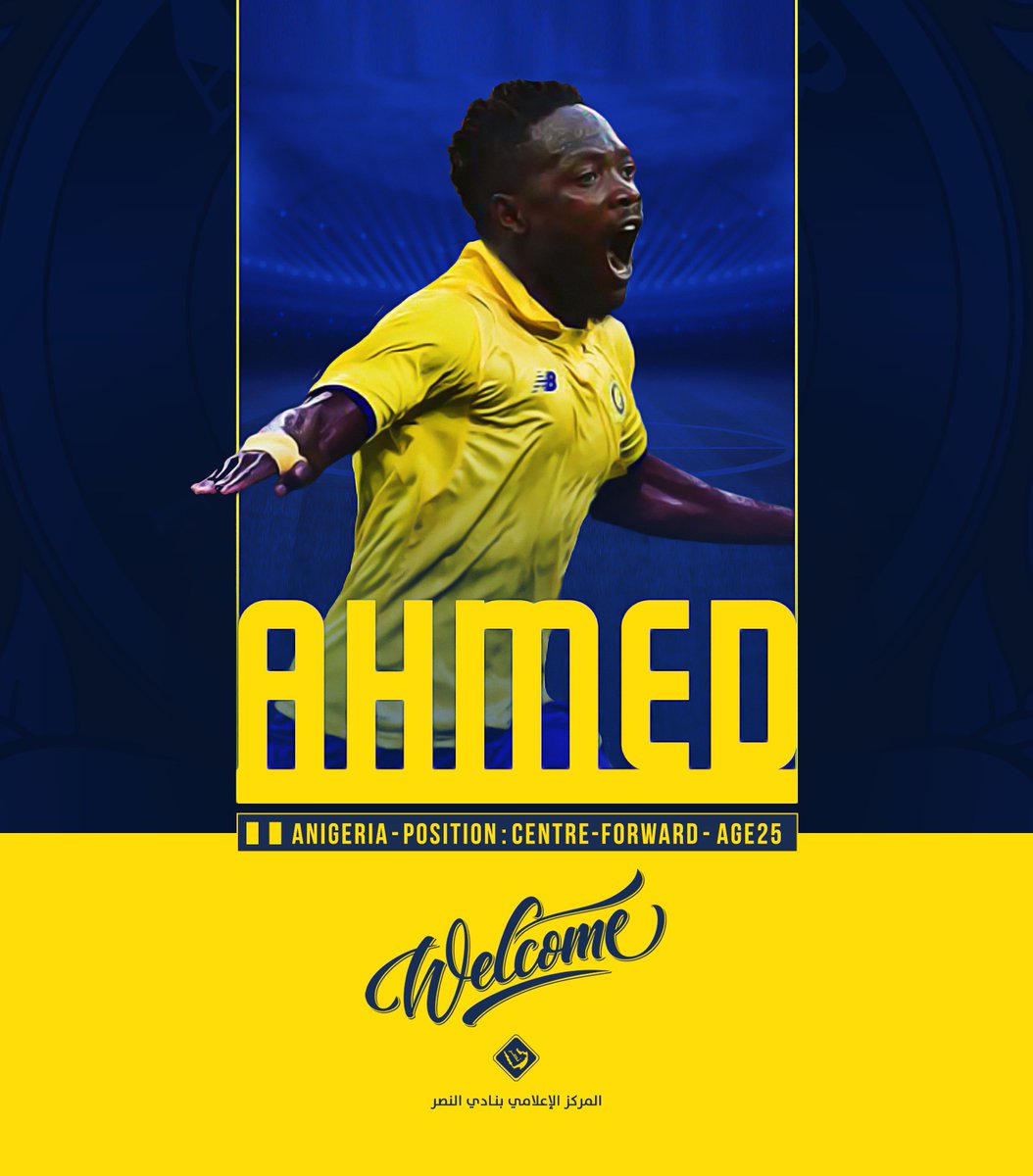 AlNassrFC's tweet photo. رسمياً ..
أنهت إدارة نادي #النصر إجراءات انتقال نجم المنتخب النيجيري ونادي ليستر سيتي الإنجليزي أحمد موسى
حيث تم التوقيع معه لمدة أربع سنوات . https://t.co/pLAGiqEFju