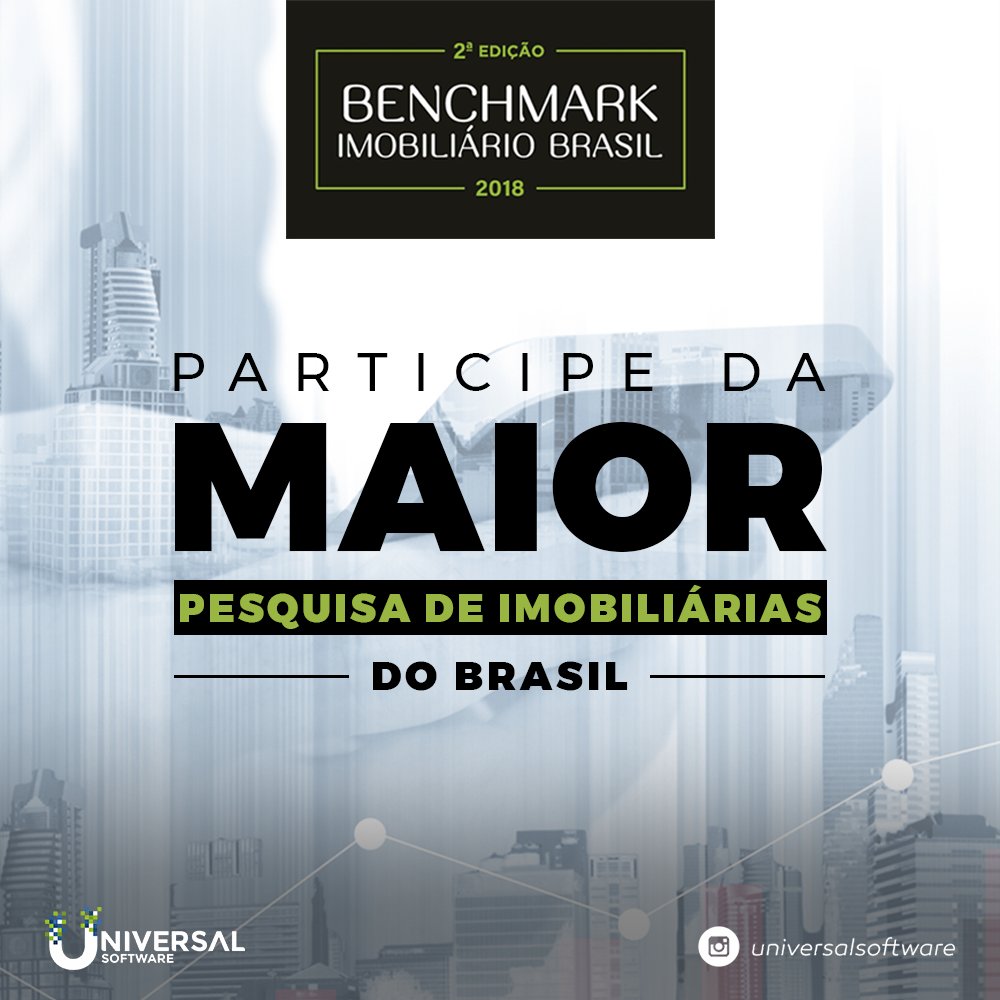 unsoftware's tweet image. A sua imobiliária já está fazendo parte da 2º edição do BenchMark? 
Não perca tempo! É a maior pesquisa do mercado imobiliário do Brasil.

Participe e concorra a vários prémios:
bit.ly/benchmarkimobi…

#Benchmark2018 #UniversalSoftware