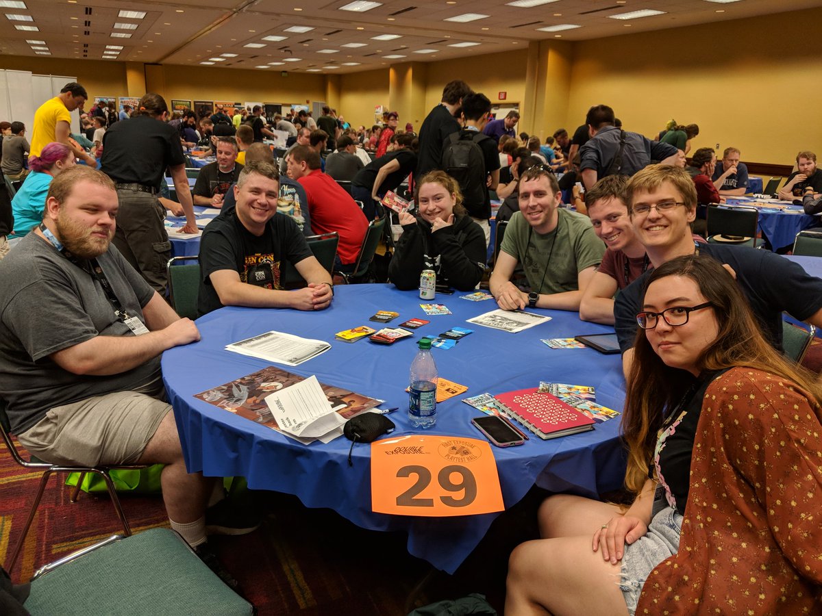 BoyBandBattle's tweet photo. Happy round 2 playtesters with Gamemaster @cysdavis! Thank you so much for playing with us at #FEPH2018!! https://t.co/kerh8pbQO6