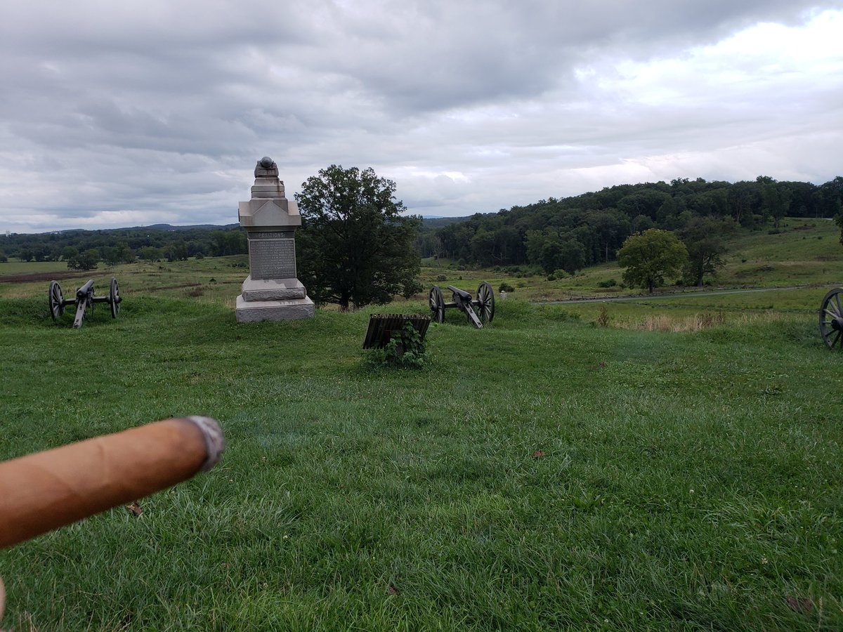 jkennyOPS's tweet image. Smoking a @BattlegroundRep Jackson cigar at dusk on East Cemetery Hill @GettysburgNMP. #MyHeaven