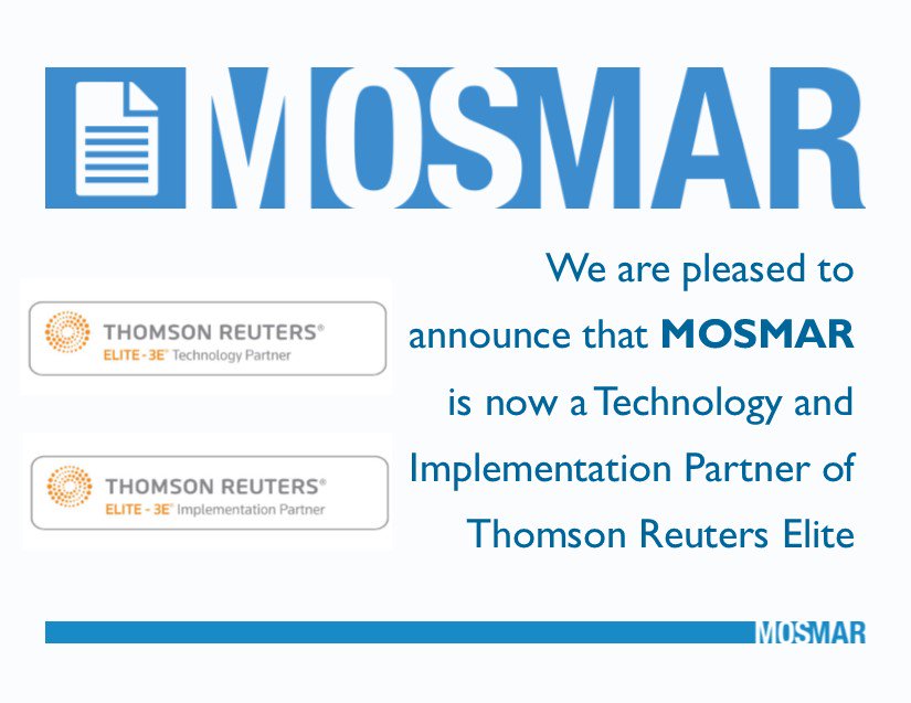We are excited to announce the expansion of our partnership with Thomson Reuters Elite <a href="/EliteLink/">Elite Technology</a>.  We are now Technology  as well as   Implementation Partner for 3E MatterSphere. 

#TRE #LegalTechnology #LegalInnovation #DocAutomation #DMS #PMS 

mosmar.com.au/storage/mailou…